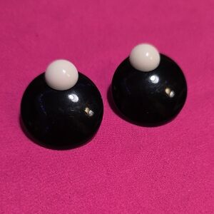 Black and White Round Earrings